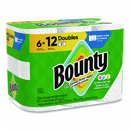Select-a-Size Kitchen Roll Paper Towels, 2-Ply, 6 x 11, White, 82 Sheets/Double Roll, 6 Rolls/Carton (15703)