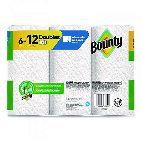 Select-a-Size Kitchen Roll Paper Towels, 2-Ply, 6 x 11, White, 82 Sheets/Double Roll, 6 Rolls/Carton (15703)