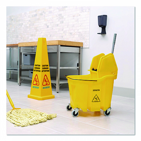 OmniFit Mop Bucket with Down Press Wringer, 35 qt, Yellow (4690404)