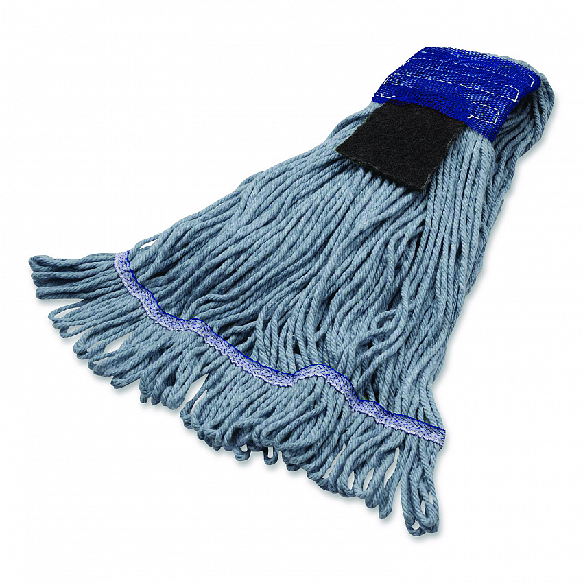 Medium Blue Looped-End Mop, Cotton, 36 x 6 x 3, Blue (369418S14)