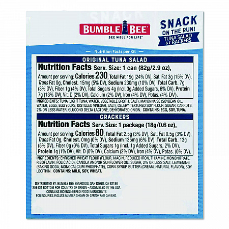 Snack on the Run Tuna Salad with Crackers, 3.5 oz Pack, 12/Carton (AHF70777)
