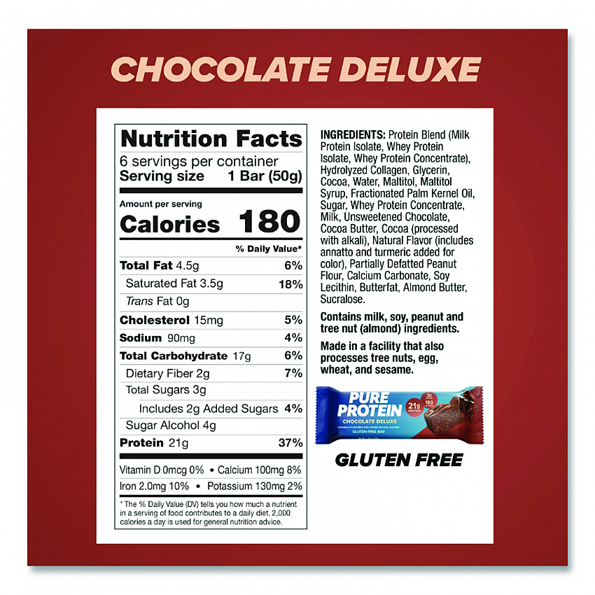 Pure Protein Bar, Chocolate Deluxe, 1.76 oz Bar, 6/Box (NRN13809)