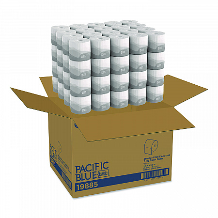 Pacific Blue Basic Embossed Bathroom Tissue, Septic Safe, 2-Ply, White, 550 Sheets/Roll, 80 Rolls/Carton (19885)