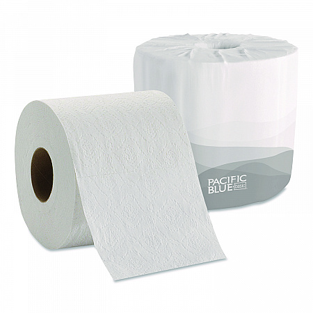 Pacific Blue Basic Embossed Bathroom Tissue, Septic Safe, 1-Ply, White, 550 Sheets/Roll, 80 Rolls/Carton (1988101)