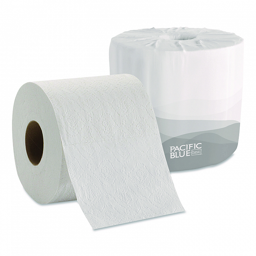 Pacific Blue Basic Embossed Bathroom Tissue, Septic Safe, 1-Ply, White, 550 Sheets/Roll, 80 Rolls/Carton (1988101)