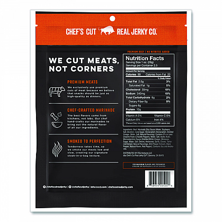 Real Steak Jerky, Chipolte Cracked Pepper, 2.5 oz Bag (CCR00501)