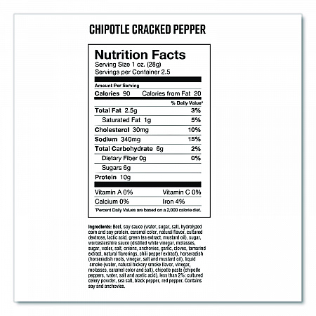Real Steak Jerky, Chipolte Cracked Pepper, 2.5 oz Bag (CCR00501)