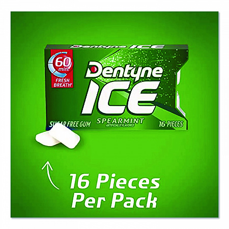 Sugarless Gum, Spearmint, 16 Pieces/Pack, 9 Packs/Box (AMC31500)