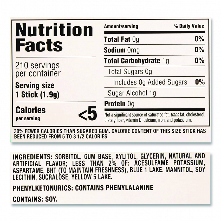 Sugar-Free Gum, Spearmint, 14 Sticks/Pack, 12 Packs/Box (MOZ01106)