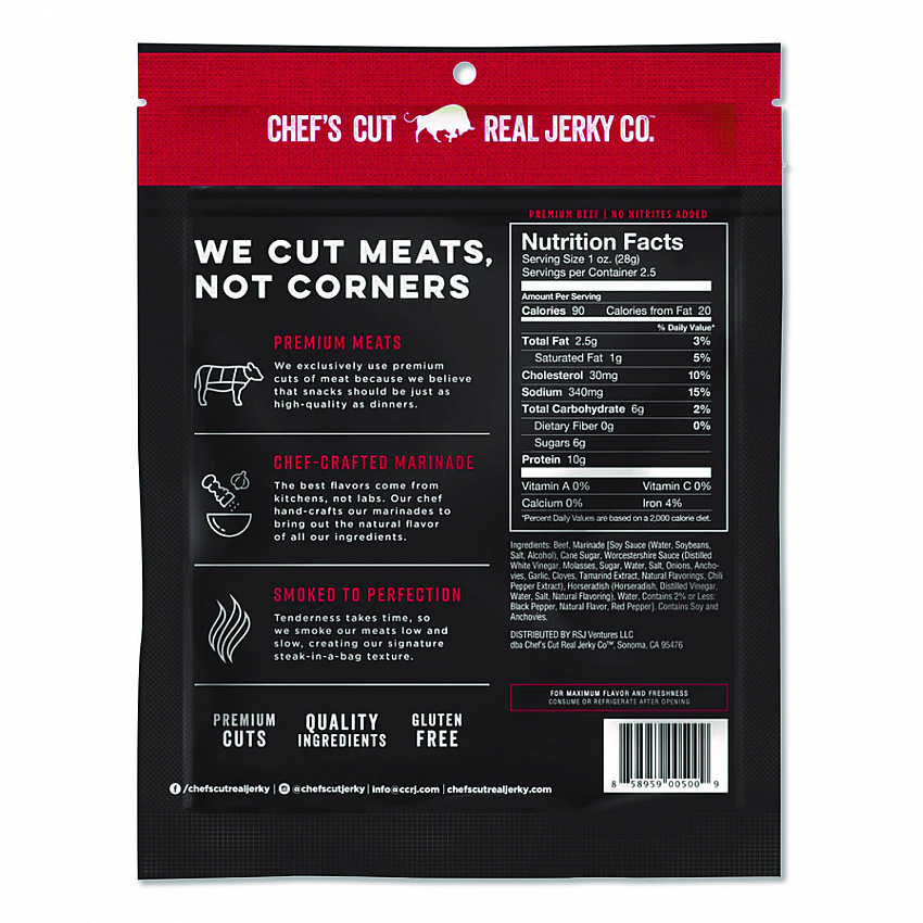 Real Steak Jerky, Original Recipe, 2.5 oz Bag (CCR00500)