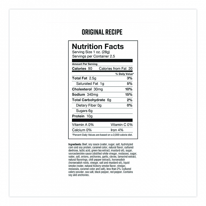 Real Steak Jerky, Original Recipe, 2.5 oz Bag (CCR00500)