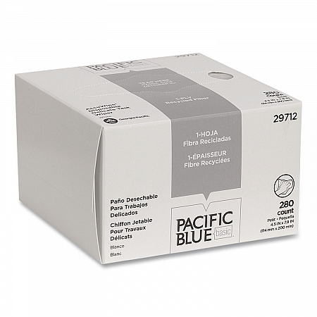 AccuWipe Recycled One-Ply Delicate Task Wipers, 1-Ply, 4.5 x 8.25, Unscented, White, 280/Box (29712)