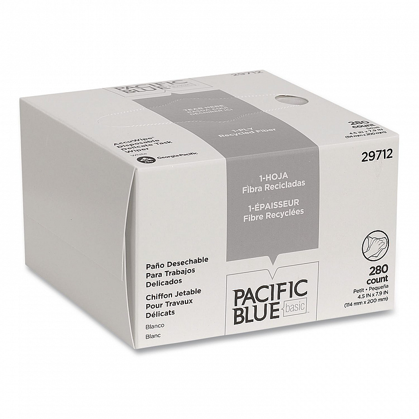 AccuWipe Recycled One-Ply Delicate Task Wipers, 1-Ply, 4.5 x 8.25, Unscented, White, 280/Box (29712)