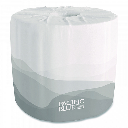 Pacific Blue Basic Bathroom Tissue, Septic Safe, 1-Ply, White, 1,210 Sheets/Roll, 80 Rolls/Carton (1458001)