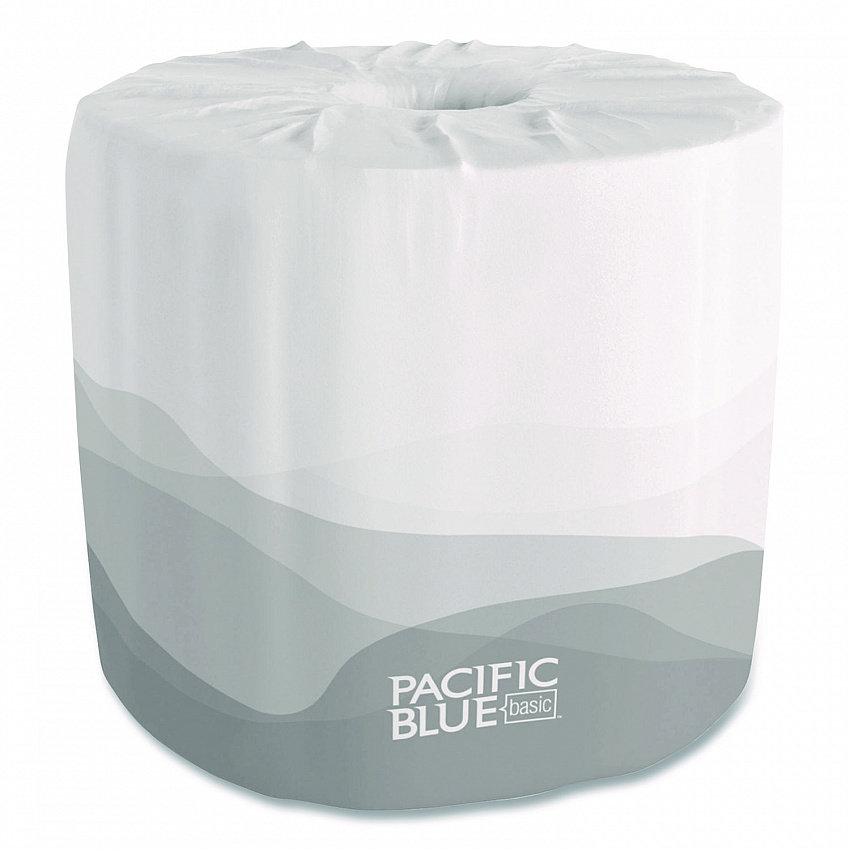 Pacific Blue Basic Bathroom Tissue, Septic Safe, 1-Ply, White, 1,210 Sheets/Roll, 80 Rolls/Carton (1458001)