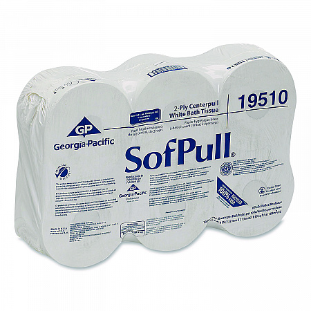High Capacity Center-Pull Tissue, Septic Safe, 2-Ply, White, 1,000 Sheets/Roll, 6 Rolls/Carton (19510)