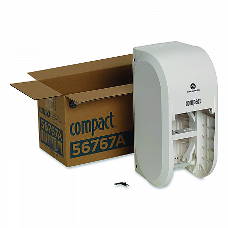 Compact Vertical Double-Roll Coreless Tissue Dispenser, 14.06 x 6.69 x 8.19, White (56767A)