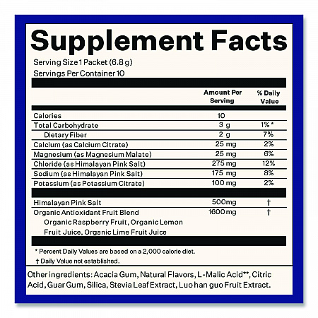 Electrolyte Lemon Raspberry Drink Mix, 0.24 oz Packets, 10/Pack, 2 Packs/Carton (60004165)