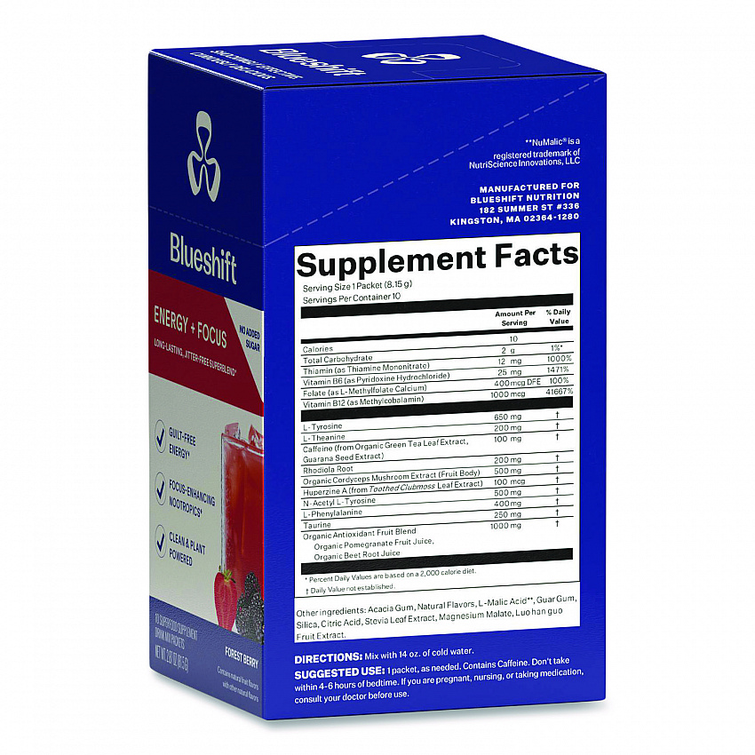 Energy and Focus Forest Berry Drink Mix, 0.24 oz Packets, 10/Pack, 2 Packs/Carton (60004167)