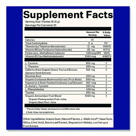 Energy and Focus Forest Berry Drink Mix, 0.24 oz Packets, 10/Pack, 2 Packs/Carton (60004167)