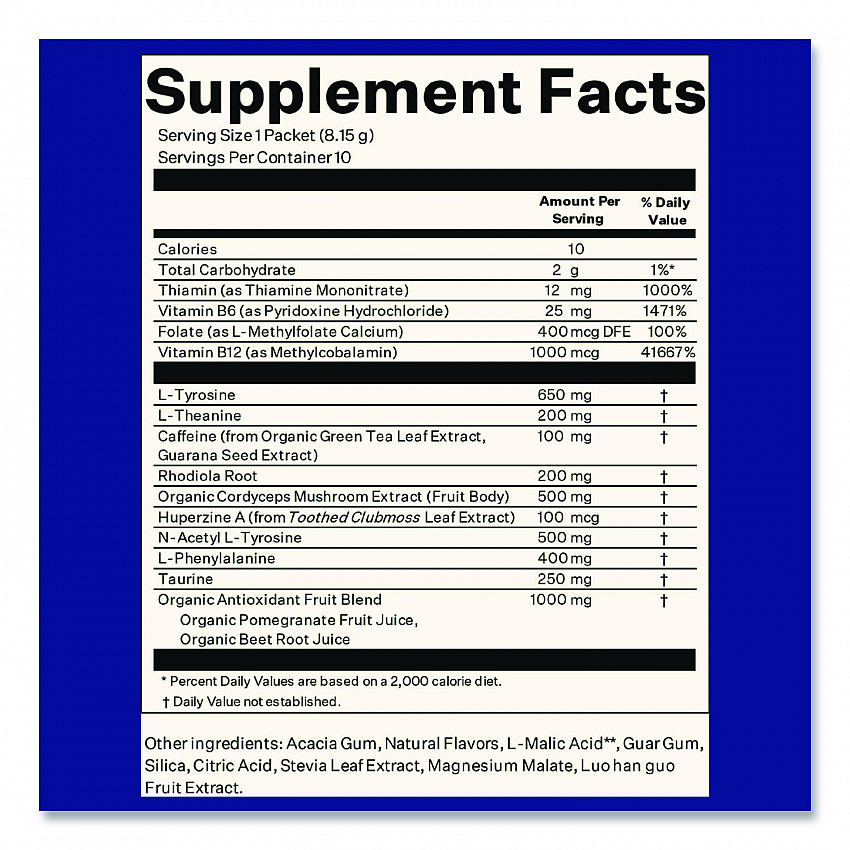 Energy and Focus Forest Berry Drink Mix, 0.24 oz Packets, 10/Pack, 2 Packs/Carton (60004167)