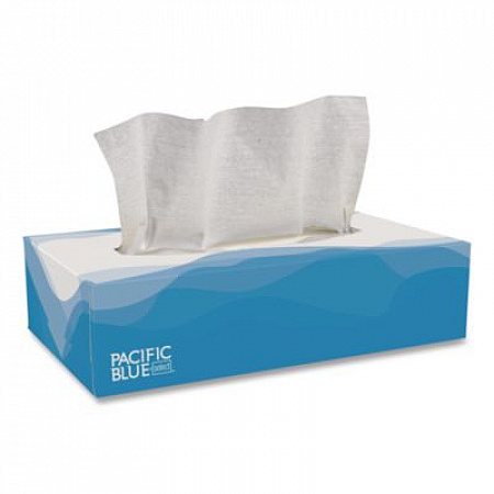 Pacific Blue Select Facial Tissue, Flat Box, 2-Ply, White, 100 Sheets/Box, 30 Boxes/Carton (48100)