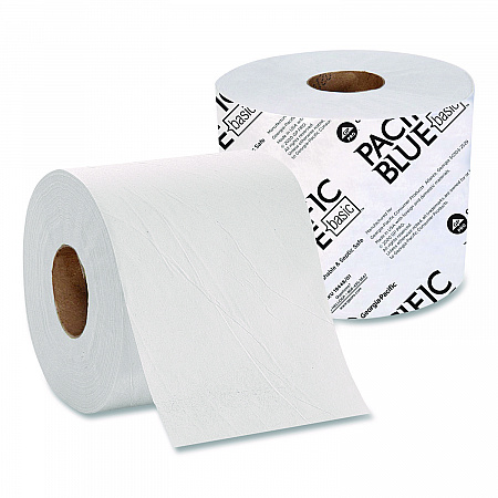 Pacific Blue Basic High-Capacity Bathroom Tissue, Septic Safe, 2-Ply, White, 1,000 Sheets/Roll, 48 Rolls/Carton (1944801)