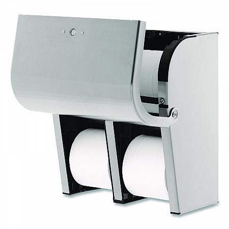 Compact Quad Vertical Four-Roll Coreless Dispenser, 11.75 x 6.9 x 13.25, Stainless Steel (56748)