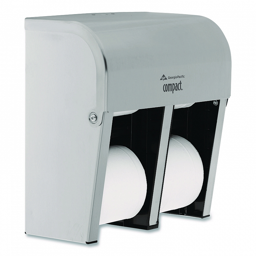 Compact Quad Vertical Four-Roll Coreless Dispenser, 11.75 x 6.9 x 13.25, Stainless Steel (56748)