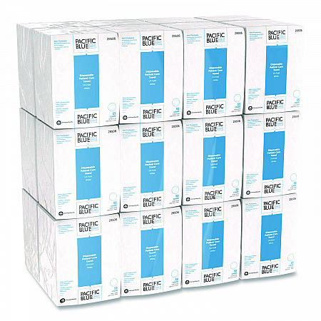Pacific Blue Select Disposable Patient Care Washcloths, 1-Ply, 10 x 13, Unscented, White, 55/Pack, 24 Packs/Carton (29506)