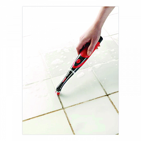 Multi-Purpose Cordless Battery Power Scrubber, Red/White Nylon Bristles, 12.68