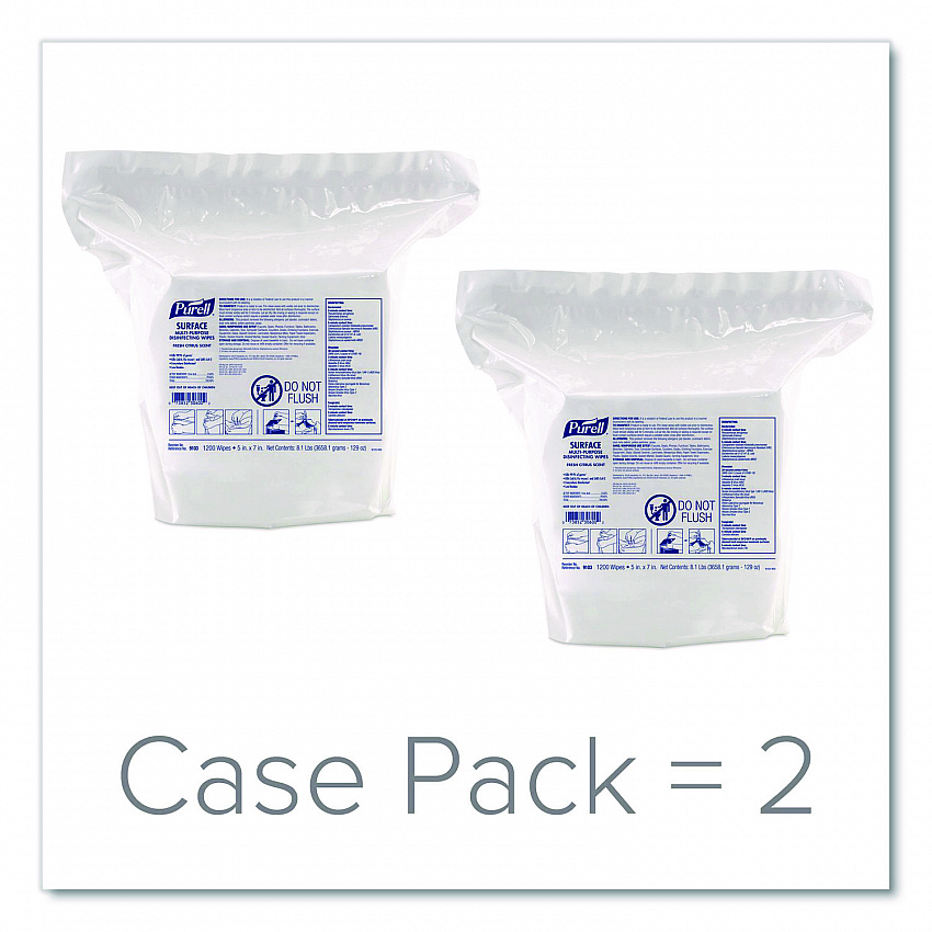 Surface Multi-Purpose Disinfecting Wipes, 1-Ply, 5 x 7, Fresh Citrus, White, 2/Carton (910302CT)