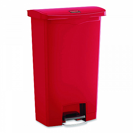 Slim Jim Streamline Resin Step-On Container, 24 gal, Resin, Red (1883570)