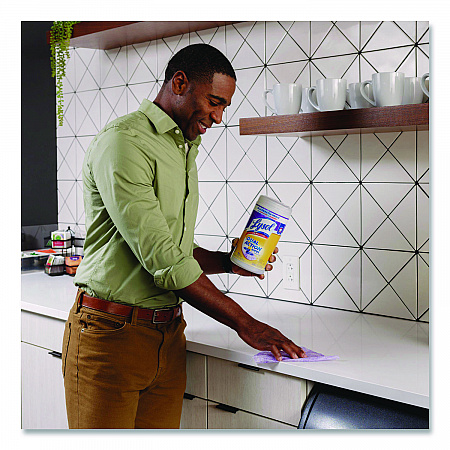 Dual Action Disinfecting Wipes, 1-Ply, 7 x 7.25, Citrus, White/Purple, 75/Canister (81700)