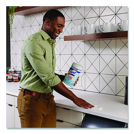 Disinfecting Wipes, 1-Ply, 7 x 7.25, Crisp Linen, White, 80 Wipes/Canister, 6 Canisters/Carton (89346CT)