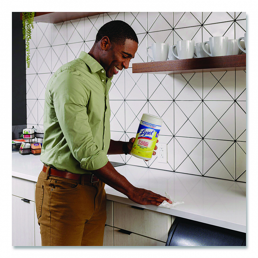 Disinfecting Wipes, 1-Ply, 7 x 7.25, Lemon and Lime Blossom, White, 80 Wipes/Canister, 3 Canisters/Pack (84251PK)