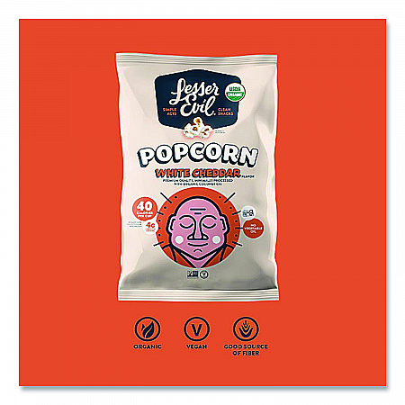 Snack Organic No Cheese Cheesiness Popcorn, Cheese, 0.88 oz Bag, 18/Carton (LSN00862)