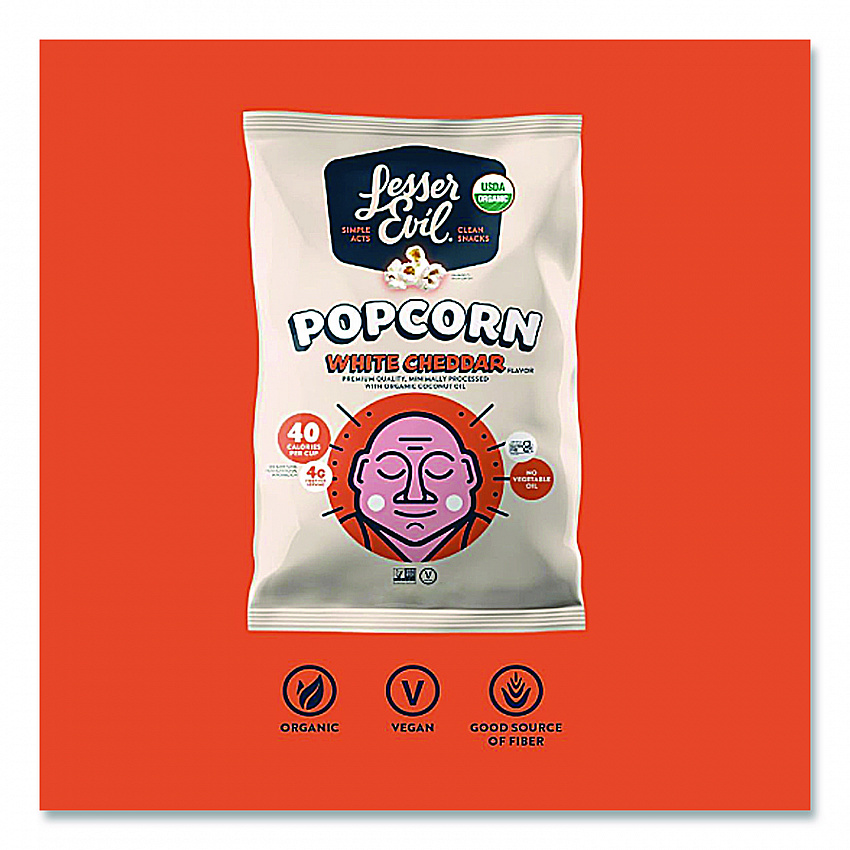 Snack Organic No Cheese Cheesiness Popcorn, Cheese, 0.88 oz Bag, 18/Carton (LSN00862)