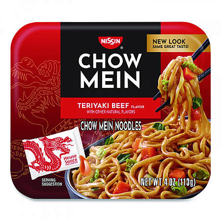 Teriyaki Beef Chow Mein Noodles, 4 oz Bowl, 8/Carton (NIS08723)