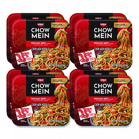 Teriyaki Beef Chow Mein Noodles, 4 oz Bowl, 8/Carton (NIS08723)