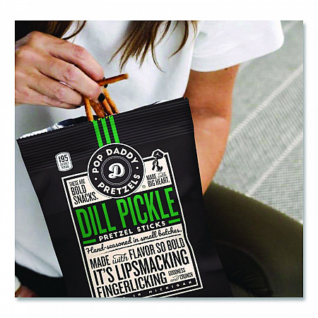 Dill Pickle Pretzel Sticks, 3 oz Bag, 15/Carton (00561)