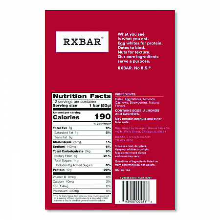 Gluten-Free Strawberry Protein Bar, 1.83 oz Bar, 12/Box (KEE00580)