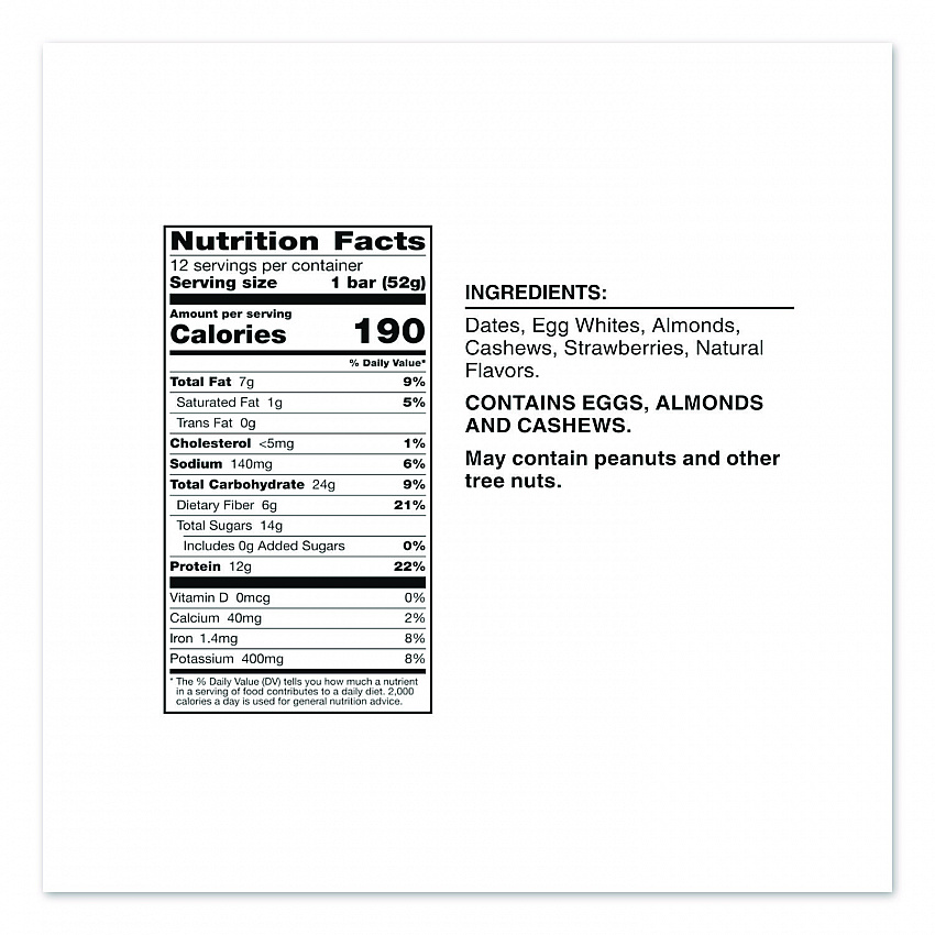 Gluten-Free Strawberry Protein Bar, 1.83 oz Bar, 12/Box (KEE00580)