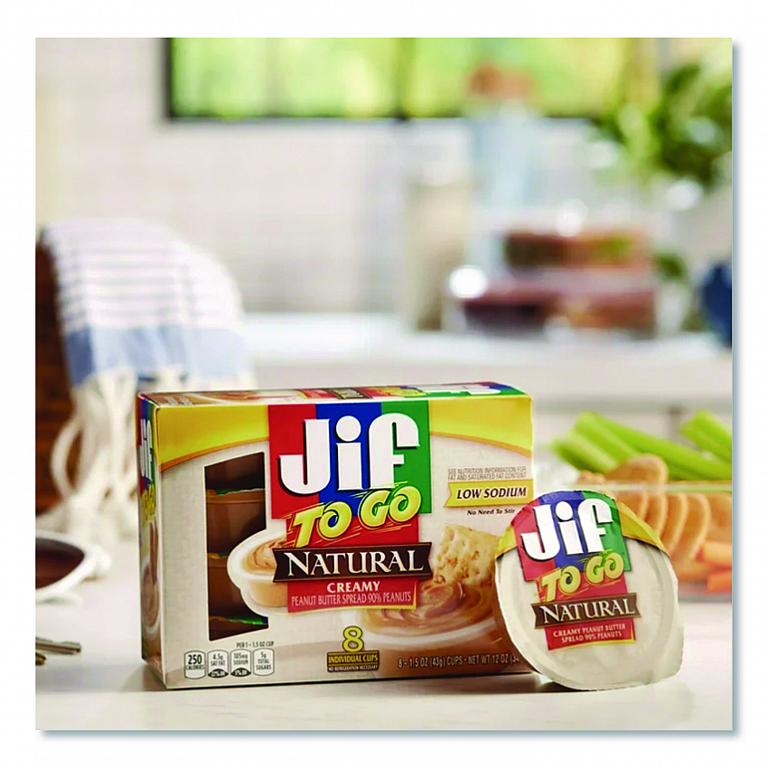 Spreads, Natural Creamy Peanut Butter, 1.5 oz Cup, 8/Box (24307)