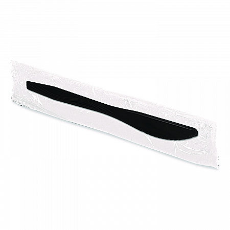 Dispens-a-Knife, Individually Wrapped, Mediumweight Knife, Plastic, Black, 100/Box (BEP90200)