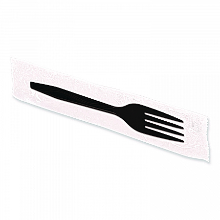 Dispens-a-Fork, Individually Wrapped, Mediumweight Fork, Plastic, Black, 100/Box (BEP90202)