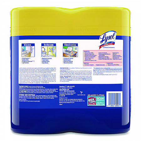 Disinfecting Wipes, 1-Ply, 7 x 7.25, Lemon and Lime Blossom, White, 80 Wipes/Canister, 2 Canisters/Pack, 3 Packs/Carton (80296)