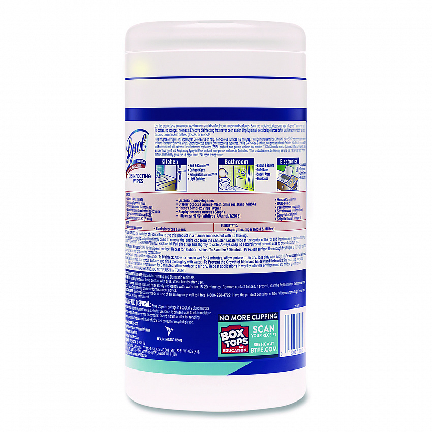 Disinfecting Wipes, 1-Ply, 7 x 7.25, Crisp Linen, White, 80 Wipes/Canister, 6 Canisters/Carton (89346CT)