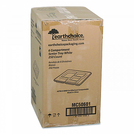 Compostable Fiber Blend School Lunch Tray, Heavy Duty, 8 x 12 x 1, White, 250/Carton (MC50601)