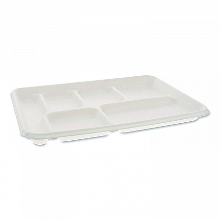 Compostable Fiber Blend School Lunch Tray, Heavy Duty, 8 x 12 x 1, White, 250/Carton (MC50601)
